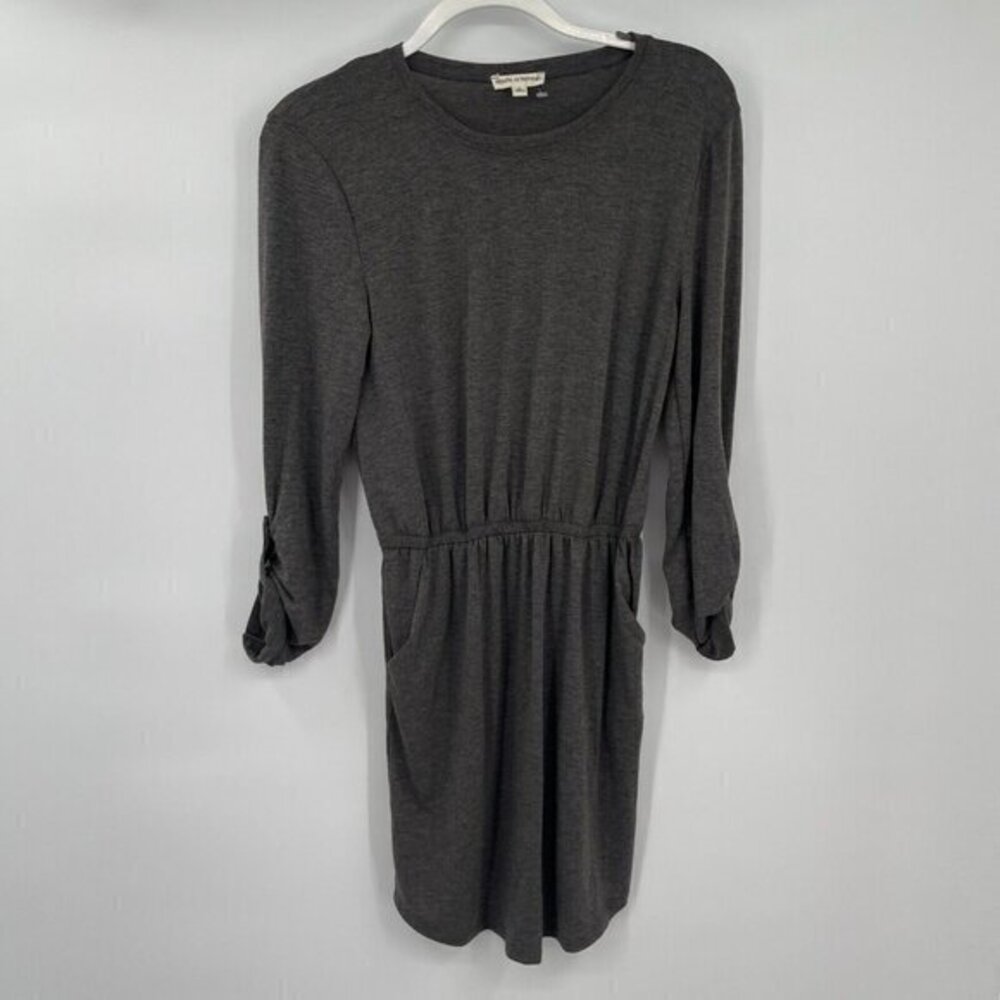 Zenana Outfitters Womens Dress Medium Gray Stretchy Pullover Roll Tab Sleeve